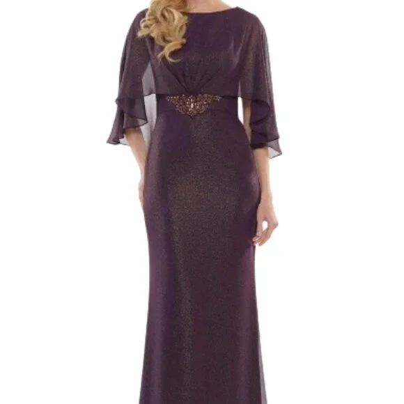 NWT Marsoni by Colors MV1130 Chiffon Mother of the Bride Dress Eggplant Size 18 - Picture 1 of 8